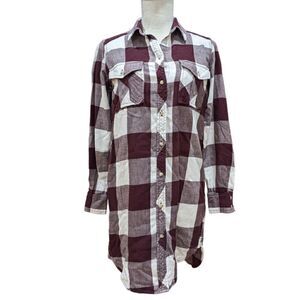 Wilfred Free Women's Plaid Long Sleeve Tunic Size XXS